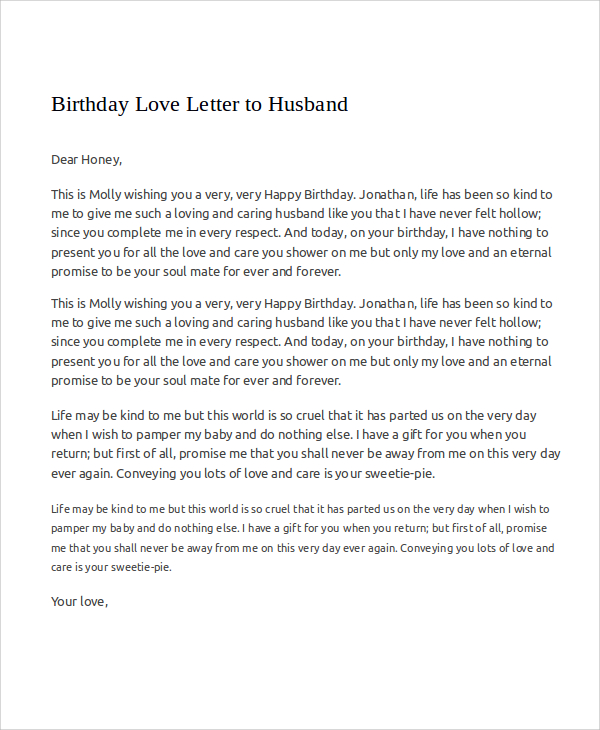 Love Letter To Husband From Wife On His Birthday 