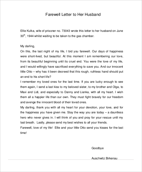 farewell love letter to husband