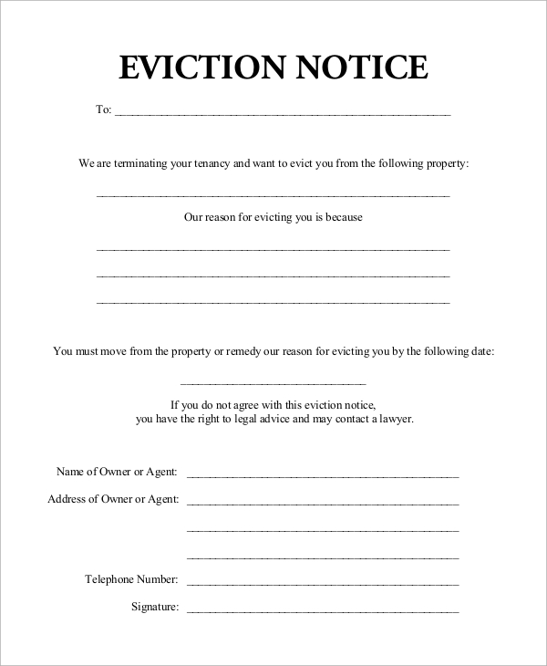 free 8 eviction notice samples in pdf google docs ms