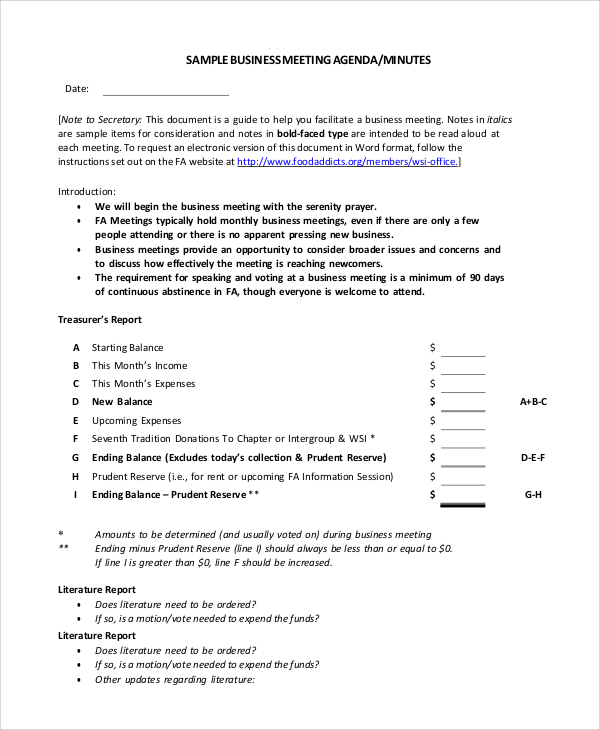 Free 10 Meeting Agenda Samples In Pdf Ms Word