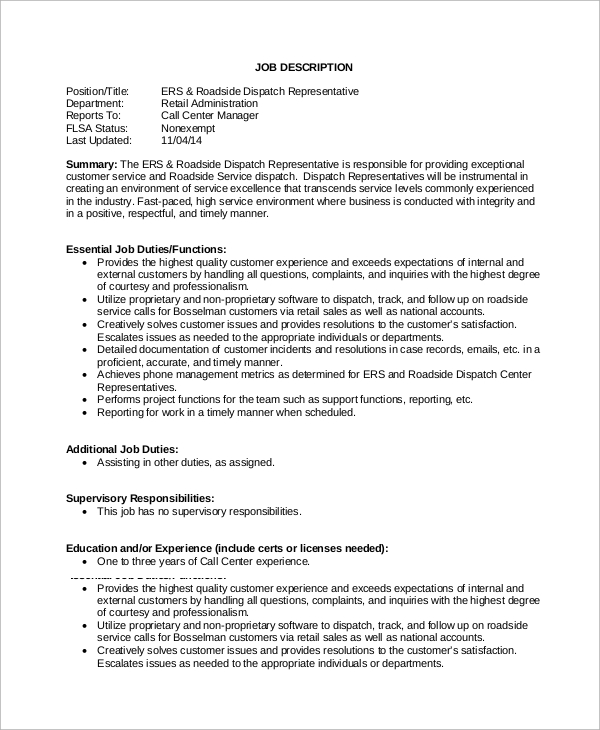 Medical Transportation Dispatcher Job Description