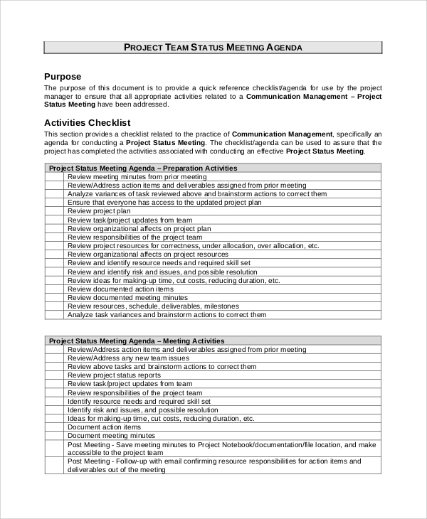 Status Meeting Agenda Template