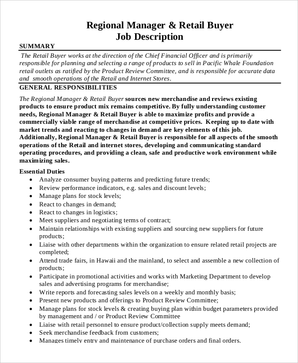 retail buyer job description