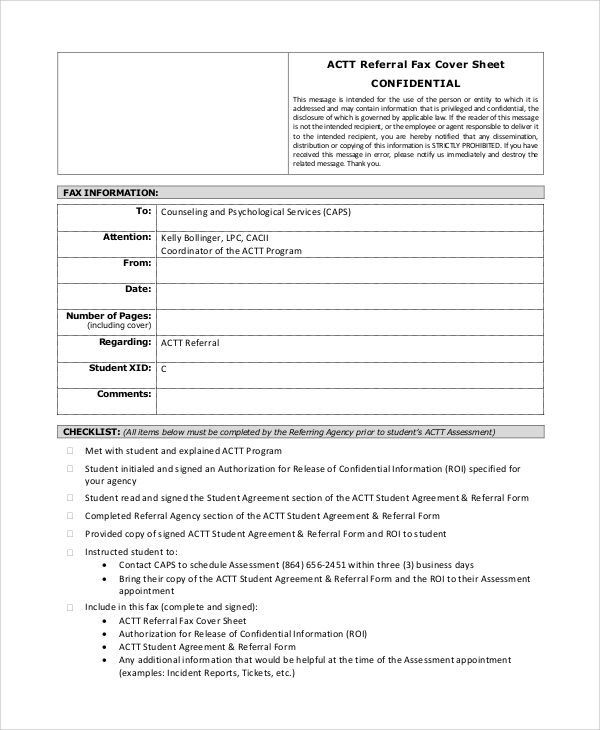 generic confidential fax cover sheet
