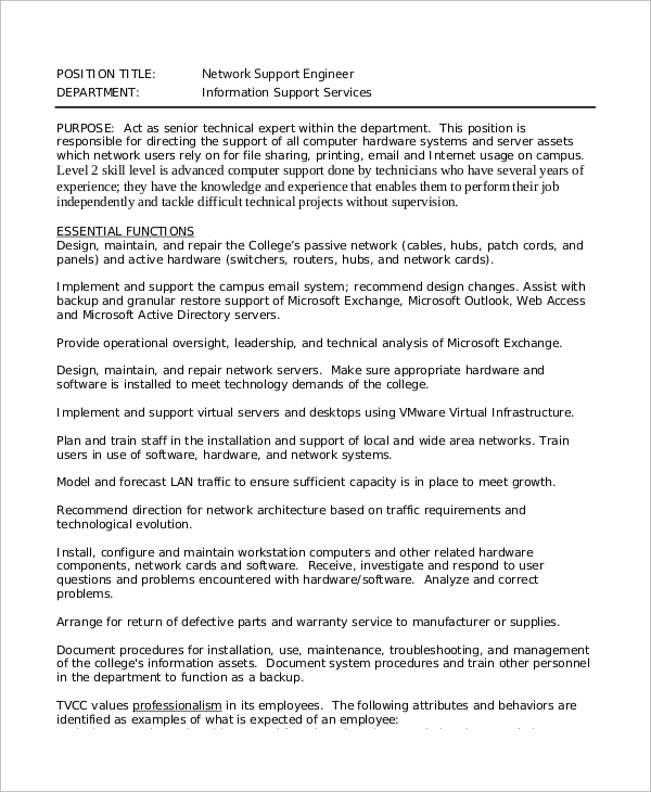 job description of computer network architect