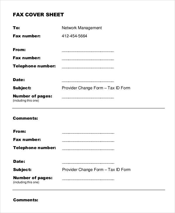 free generic fax cover sheet
