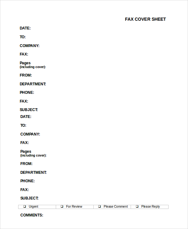 generic fax cover sheet word document