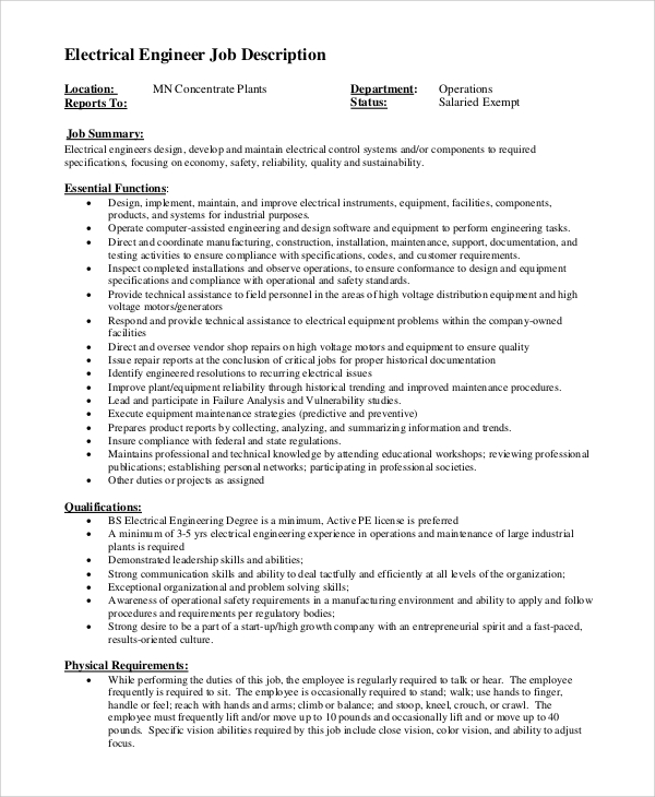 free-10-sample-electrical-engineer-job-description-templates-in-pdf