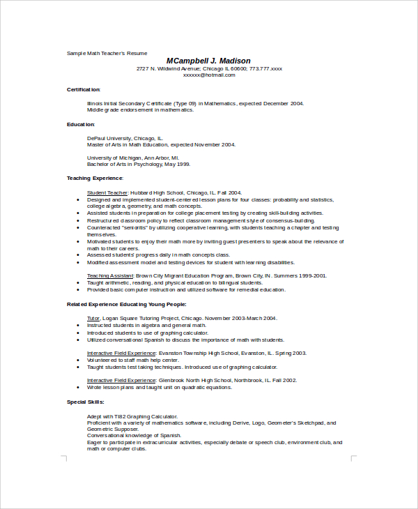 FREE 8 Sample High School Resume Templates In MS Word