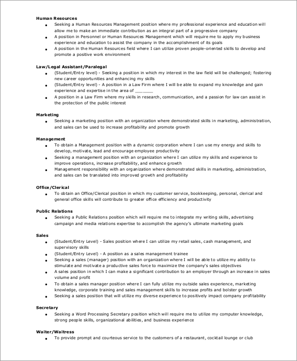 business resume objective