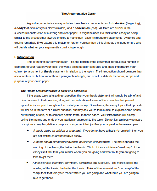 argumentative essay commentary examples