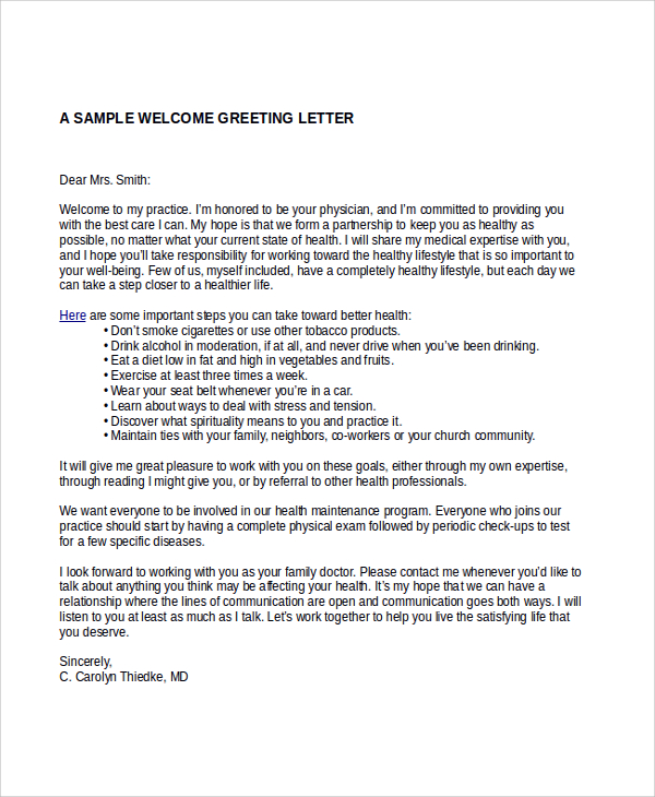 professional greeting letter
