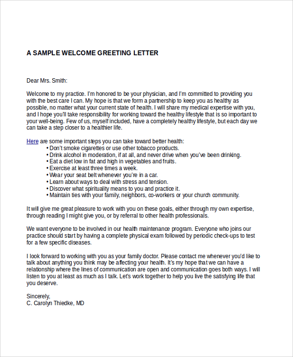 FREE 5+ Sample Greeting Letter Templates in MS Word PDF