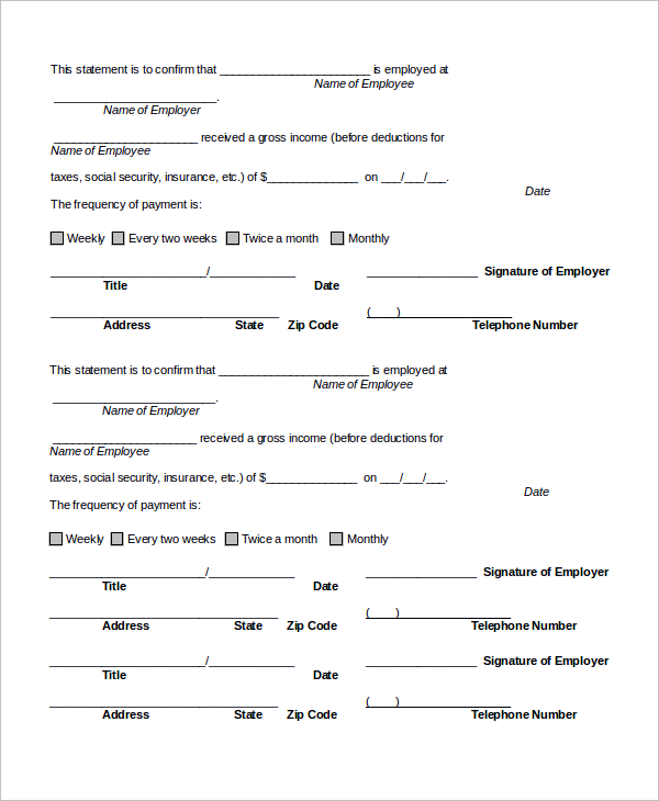 employment verification letter from previous employer