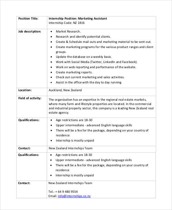 research marketing assistant job description