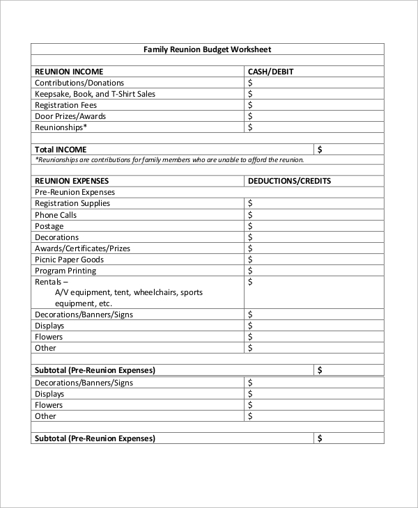 FREE 12+ Printable Budget Worksheet Samples in MS Word | Excel | PDF