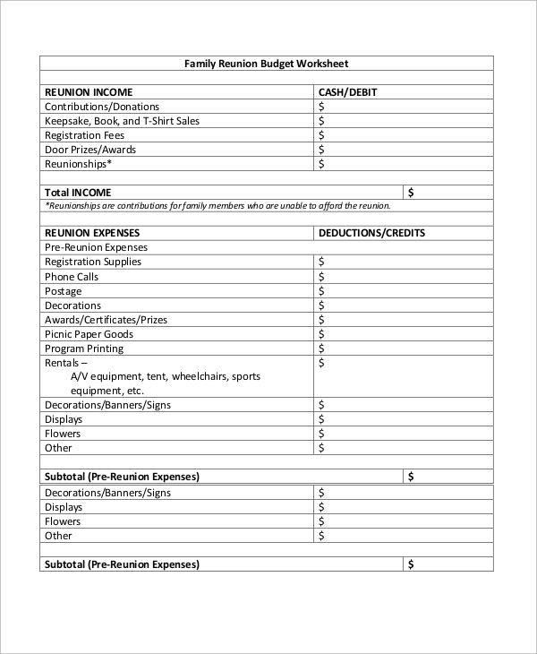 FREE 12+ Printable Budget Worksheet Samples in MS Word Excel PDF