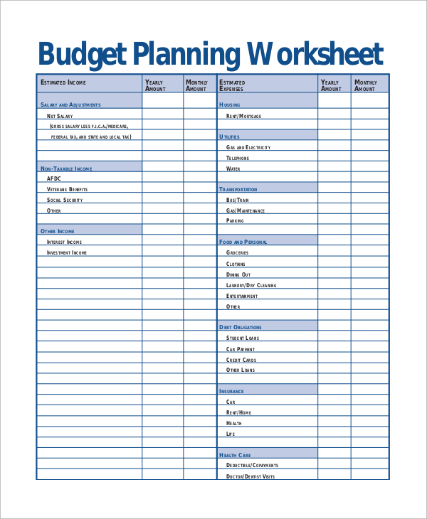 FREE 12+ Printable Budget Worksheet Samples in MS Word Excel PDF