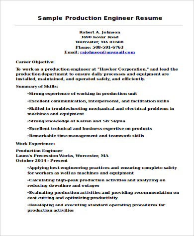 Sample resume for experienced desktop engineer