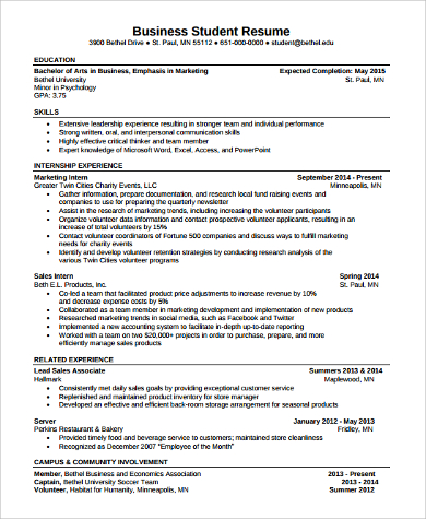 Resume for phd students