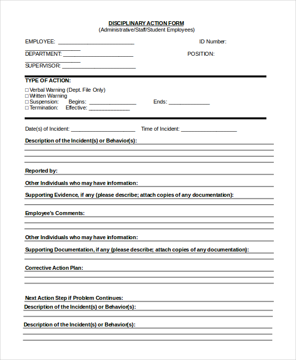 FREE 10 Sample Employee Discipline Forms In PDF MS Word