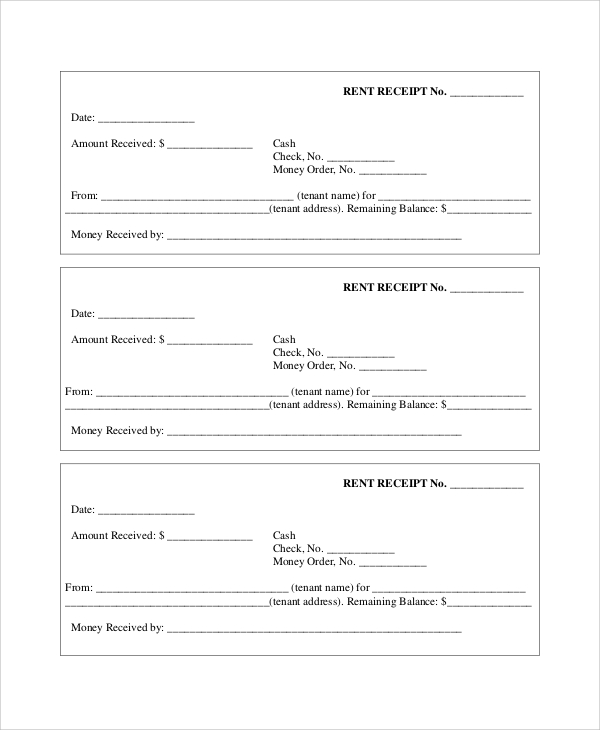 printable receipt for rent payment