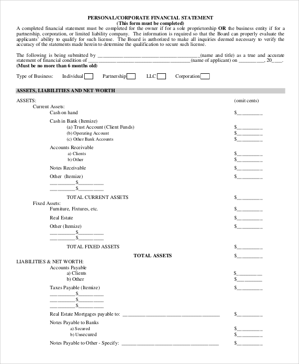 FREE 10 Sample Financial Statement Forms In PDF MS Word