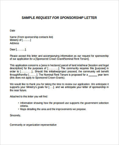 application request for sponsorship letter