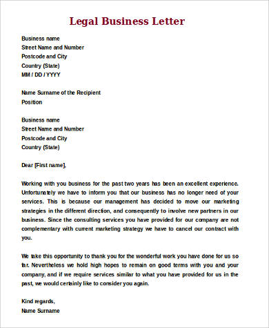 legal business letter format