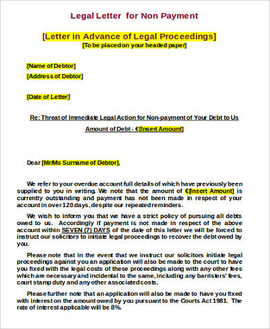 Sample Legal Letter Format 9 Examples In Word Pdf