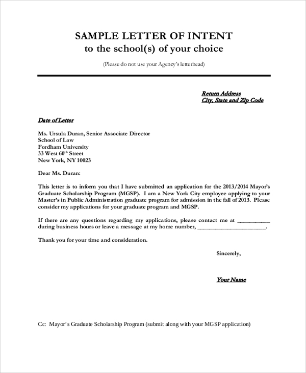 Sample Letter Of Intent 43 Examples In Pdf Word