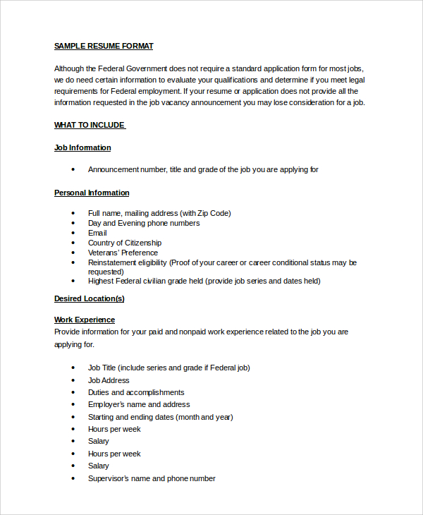 resume in word format