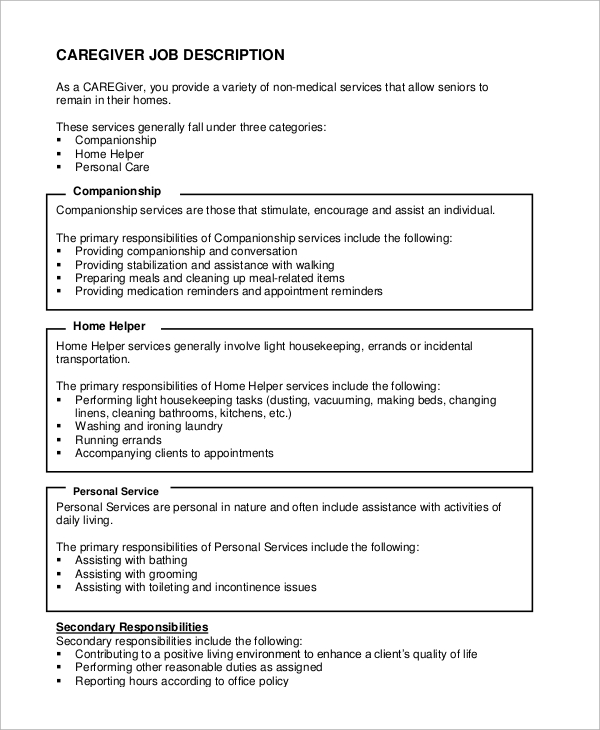 FREE 7+ Sample Caregiver Resume Templates in MS Word | PDF