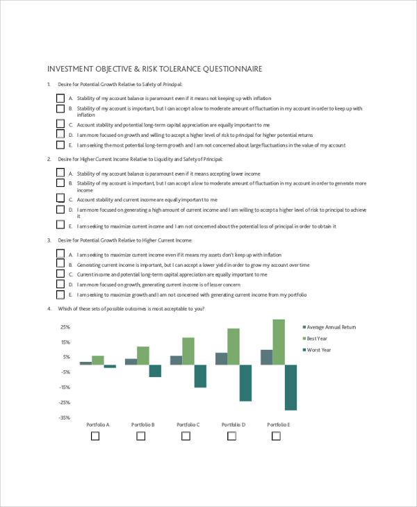 investement objective risk tolerance questionnaire