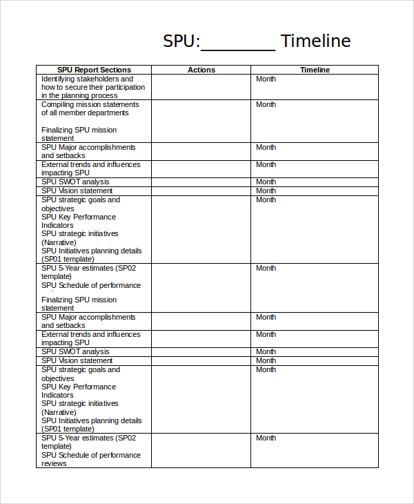 timeline examples in word