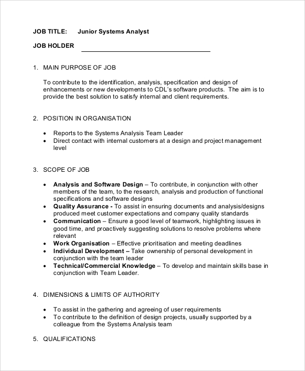 Senior Financial Systems Analyst Job Description Financial Business   Junior Systems Analyst Job Description 