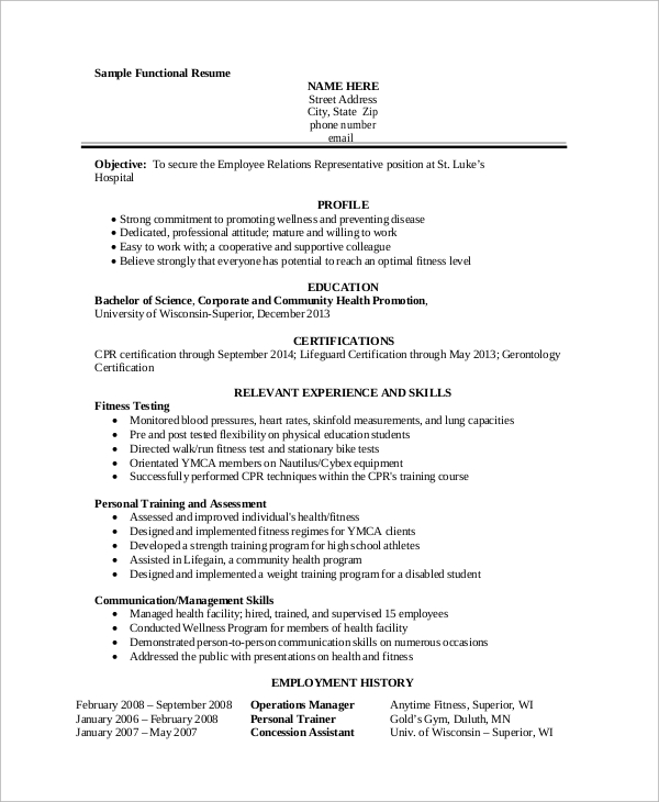 Free 9 Sample Personal Trainer Resume Templates In Ms Word Pdf