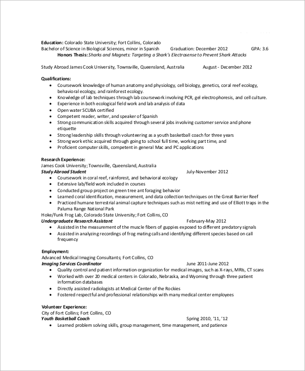 entry level lab resume
