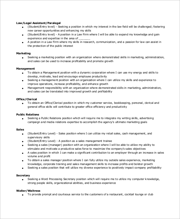 entry level resume objective example