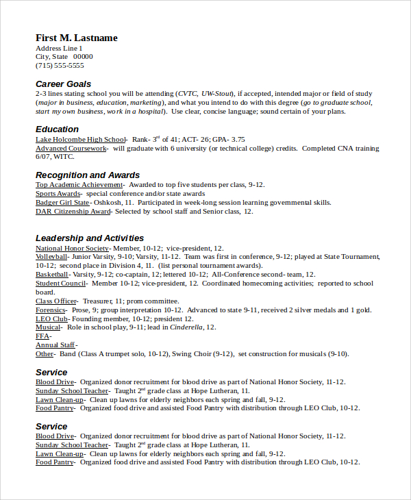 FREE 10+ Resume Samples in MS Word