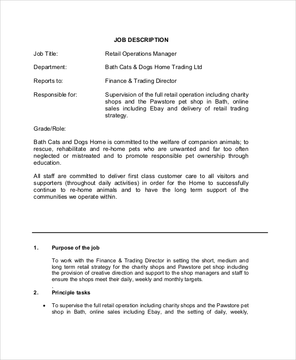 Cash Manager Job Description Retail / Retail Assistant Store Manager Job Description - A retail manager also oversees various aspects of the retail business such as purchasing and delivery of goods, implementing marketing strategies sample retail store manager job description.