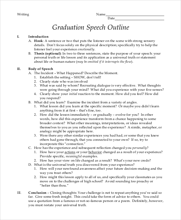 writing speech for graduation