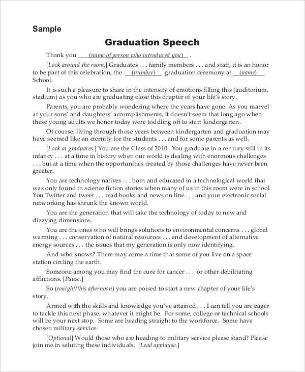 graduation introduction speech example