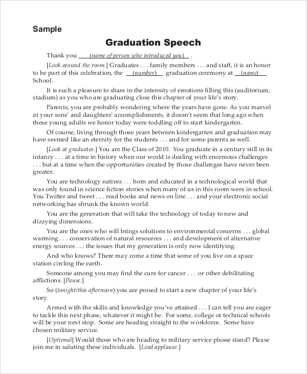 elementary school graduation speech by principal