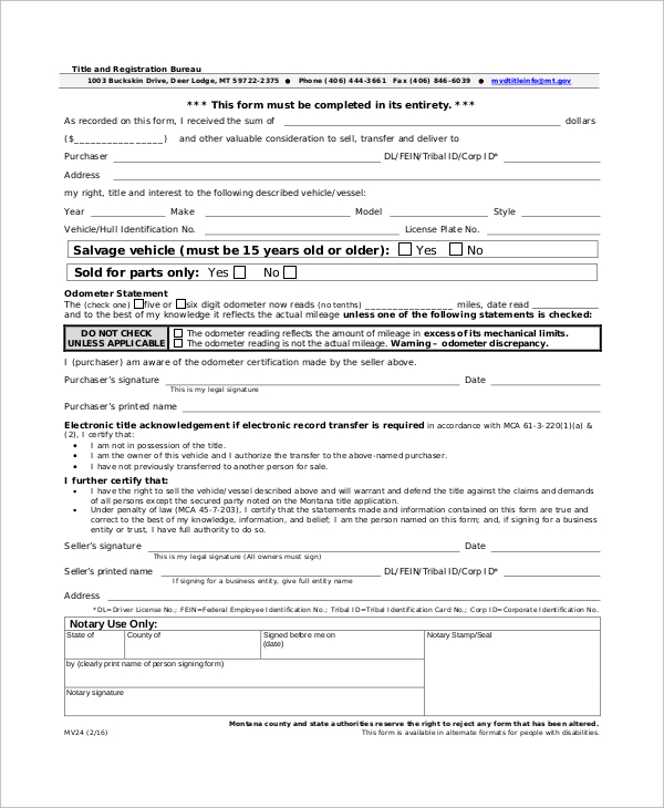 example bill of sale form
