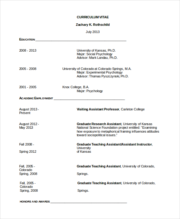 resume for graduate school format