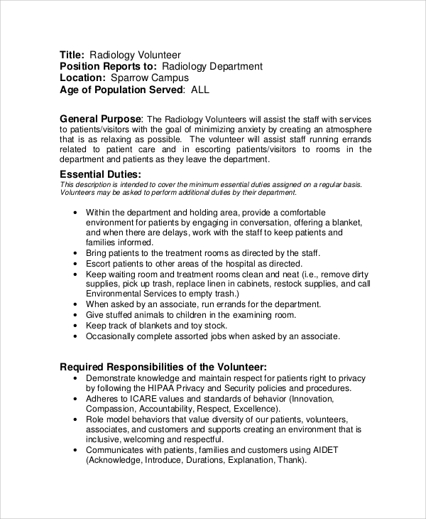 radiologist job description pdf