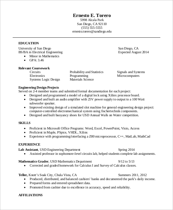 FREE 9+ Sample One Page Resume Templates in MS Word | PDF