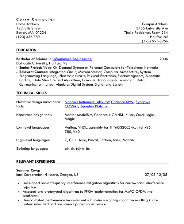 FREE 9+ Sample One Page Resume Templates in MS Word | PDF