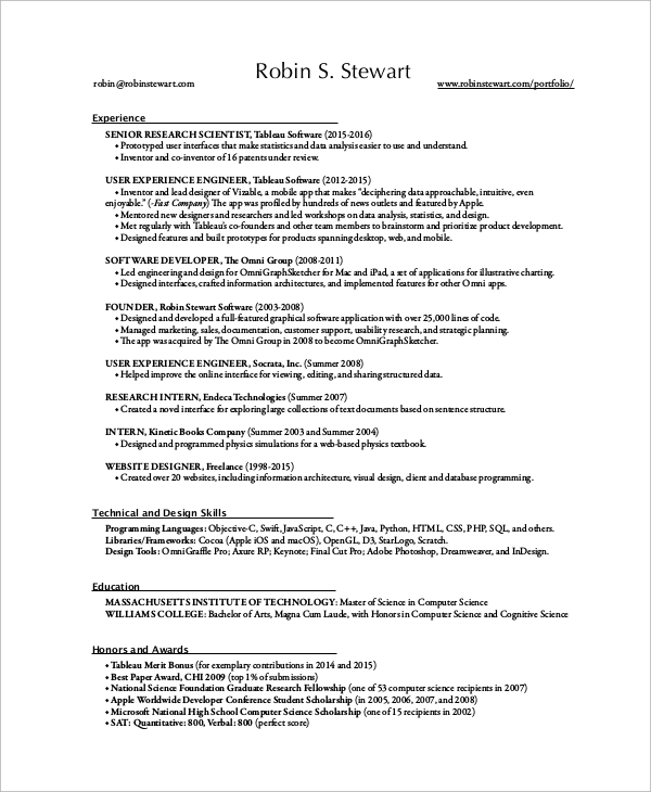 one page professional resume